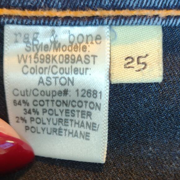 Rag & Bone/ Jean Size 25 Beckett 10 Inch Bell Faux Front Pockets Zip Front - Picture 6 of 6